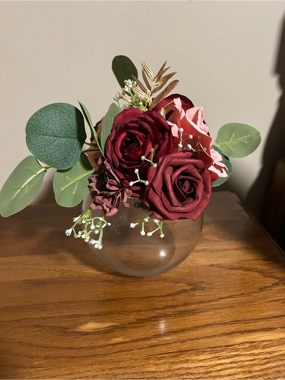 Handmade Small Wedding Center Piece Bouquets - Burgundy and Pink